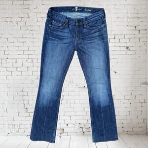 7 Seven for all Mankind Sz 27 Women 33" Inseam Denim Jeans Blue Boot Cut Stretch